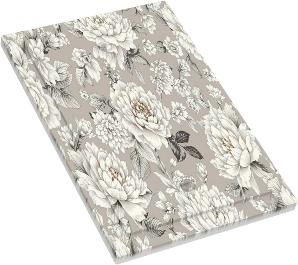 White Poppies Floral Modern Grey Peonies Flowers Light Switch Cover Plate 1 Gang No Device Blank Decorative Switch Plate Electrical Wall Plates Faceplate for Bedroom Bathroom Decor