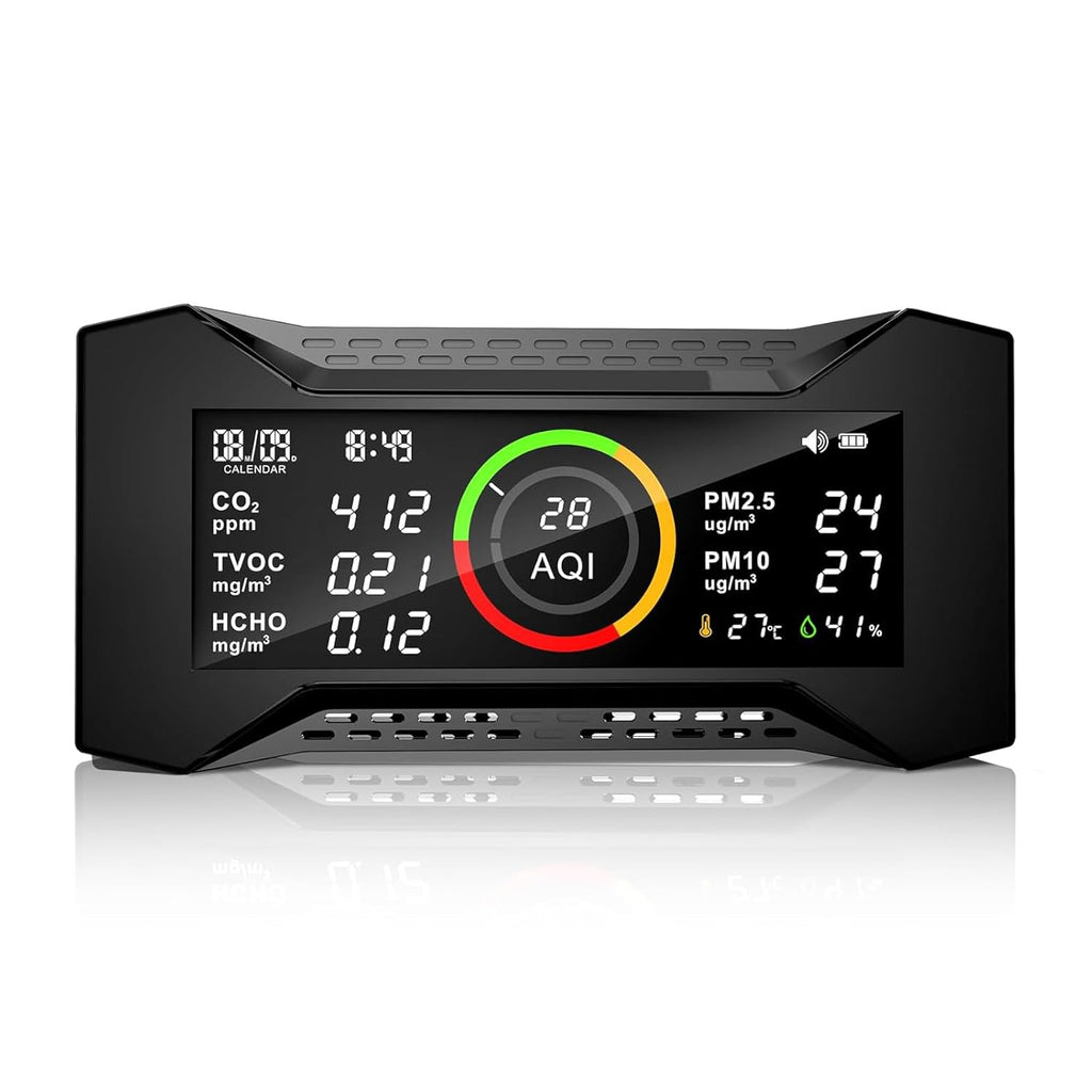 8-in-1 Air Quality Monitor Indoor, CF-20 Portable Air Quality Tester CO2 Monitor (PM2.5, PM10, CO2, VOC, Formaldehyde, Humidity, Temp) Wildfire Protection Long Battery Life & Real-Time Data
