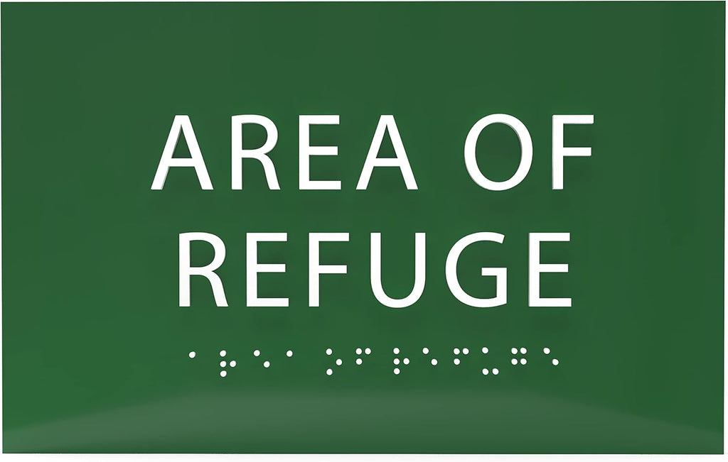 6" X4" Area of Refuge Sign - ADA Compliant Tactile Graphics Grade 2 Braille Text | Wall Mount Plastic Signs for Shopping Malls, Offices, Hotels, Schools, Apartments & Restaurants