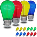 Jslinter Colored String LED Light Bulbs - 1 watt Plastic Outdoor Indoor S14 Bulbs for Christmas String Light Replacement - Shatterproof - E26 Base - 16Pack - Red/Blue/Yellow/Green