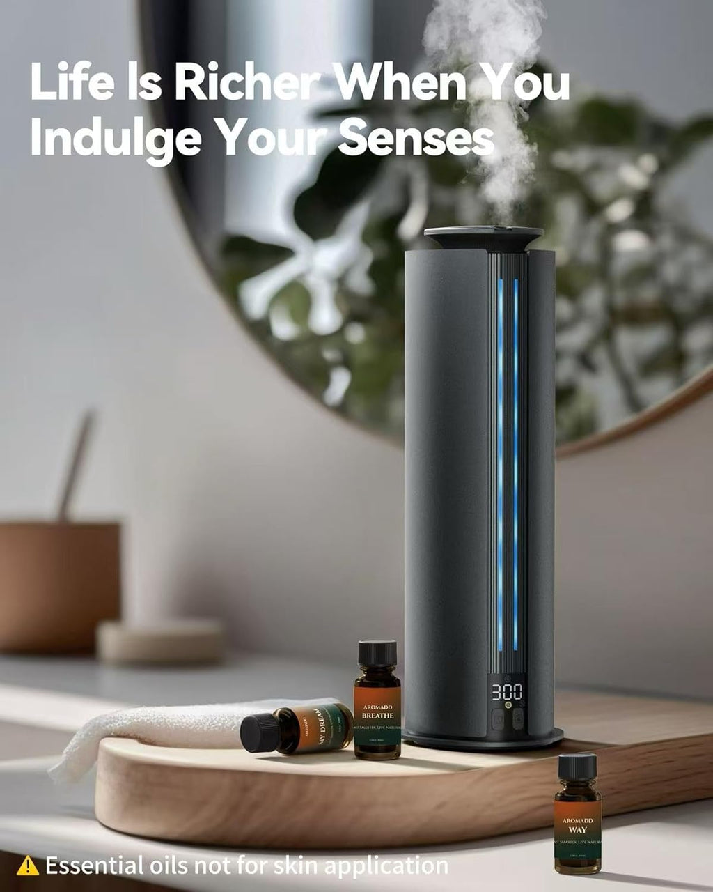 1800 Sq Ft Cordless Waterless Diffuser, 100ml Hotel Collection Diffuser Scent Air Machine for Home Cold Air Essential Oil Diffuser for Large Room Office Quiet (Titanium Gray)