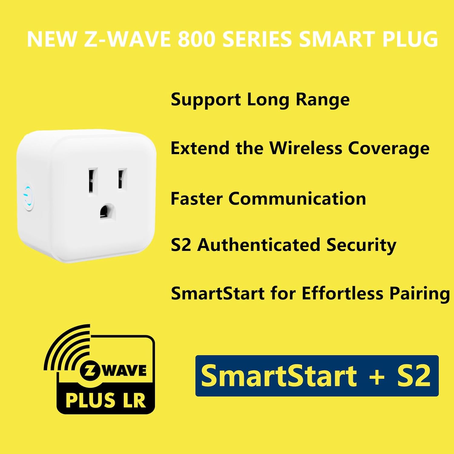 Minoston Z-Wave Outlet Mini Plug-in Socket, Z-Wave Hub Required, 800 Series Zwave Plug Built-in Repeater/Range Extender, Work with SmartThings, Wink, Alexa, Google Assistant, FCC Listed (MP21Z)