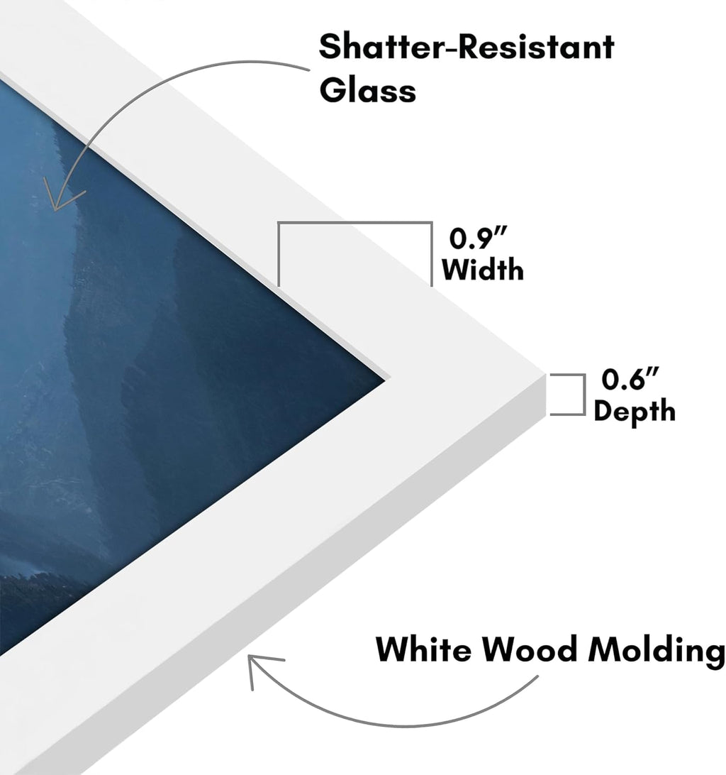 Americanflat 12x16 Picture Frame with Shatter-Resistant Glass - Signature Collection - Gallery-Style Frames Made of Engineered Wood - Photo Frame for Wall Display - White