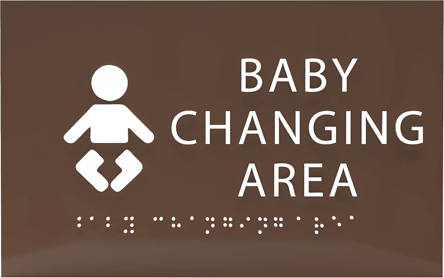 6" X4" Baby Changing Area Sign | Tactile Graphics Grade 2 Braille Text Baby Care Sign| ADA Compliant Wall Mount Plastic Restroom Sign for Hospital, Offices, Clinics and Apartments