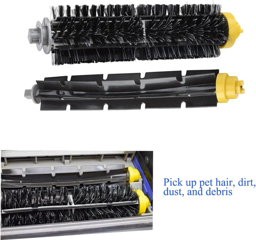 MZY LLC Replacement Parts for iRobot Roomba 500 600 Series 595 614 650 670 690 692 694 Vacuum Cleaner - Includes Bristle and Flexible Beater Brushes, Filters, Side Brush