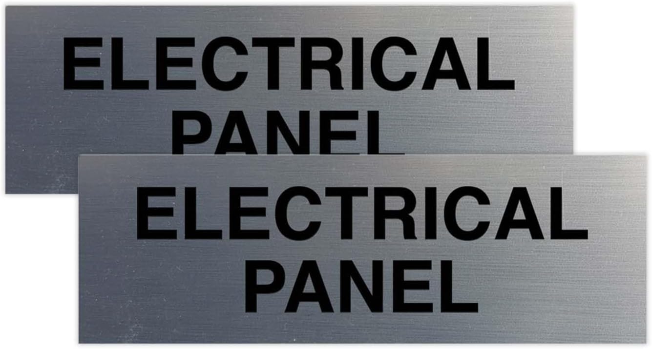 All Quality Basic Electrical Panel Sign - Fire Regulation Safety Compliance Sign - Silver - Small (2 Pack)