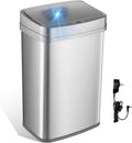 Ninestars 13 Gallon Odor Neutralizing Smart Trash Can, UV + Ozone Dual Purification, Odor Control Motion Sensor Garbage Bin, Universal Power Adapter, ONT-50-81SL Stainless Steel, Silver, Nova Series