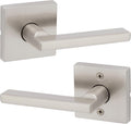 Kwikset Halifax Interior Passage Door Handle, Lever For Closet and Hallway Doors, Reversible Non-Locking Handle Lever, Satin Nickel, with Microban Protection