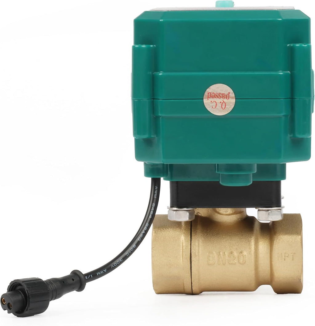 U.S. Solid 3/4" Smart Motorized Ball Valve - Brass Remote App Mobile-control Electrical Ball Valve with Manual Switch, Plug Connection