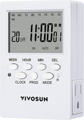 VIVOSUN Digital Timer Outlet 7 Day Programmable Digital Outlet Timer with 2 Independent Outlets 3 Prong, 20 on/Off Programs Groups, Countdown Setting, Indoor for Light Lamp, Fan（1Pack）