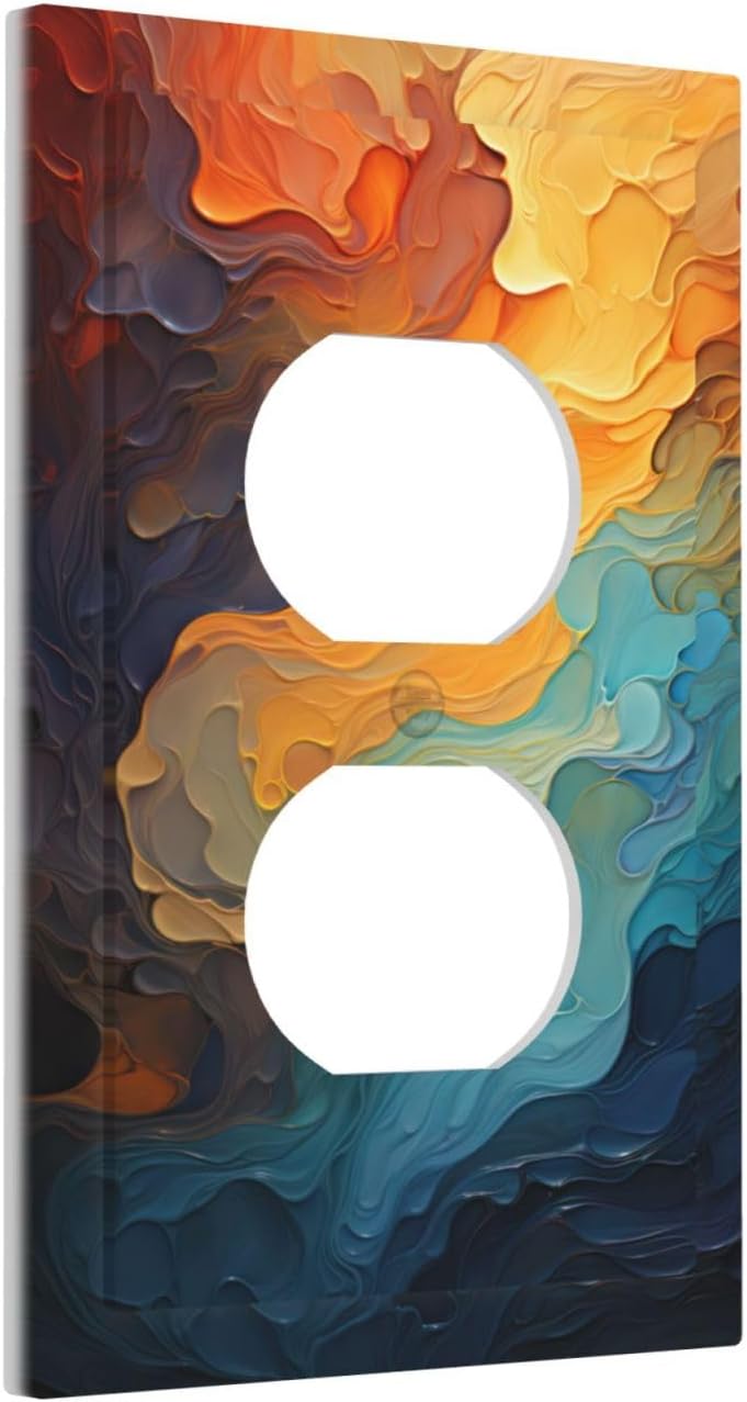 Abstract Colorful Modern Luxury Rainbow 1 Gang Duplex Receptacle Switch Wall Plate Decorative Switchplate Outlet Covers Electrical Plug Cover Faceplate for Bathroom Home Decor 5 X 3 IN