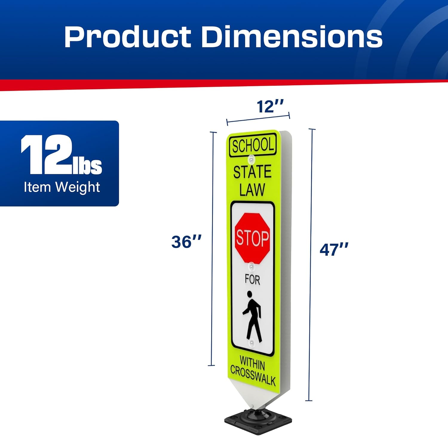 Impact Recovery - In-Street Pedestrian Crossing Signs - Street Sign - Road Sign - Pedestrian Safety Signs - School Stop with Surface Mount Base