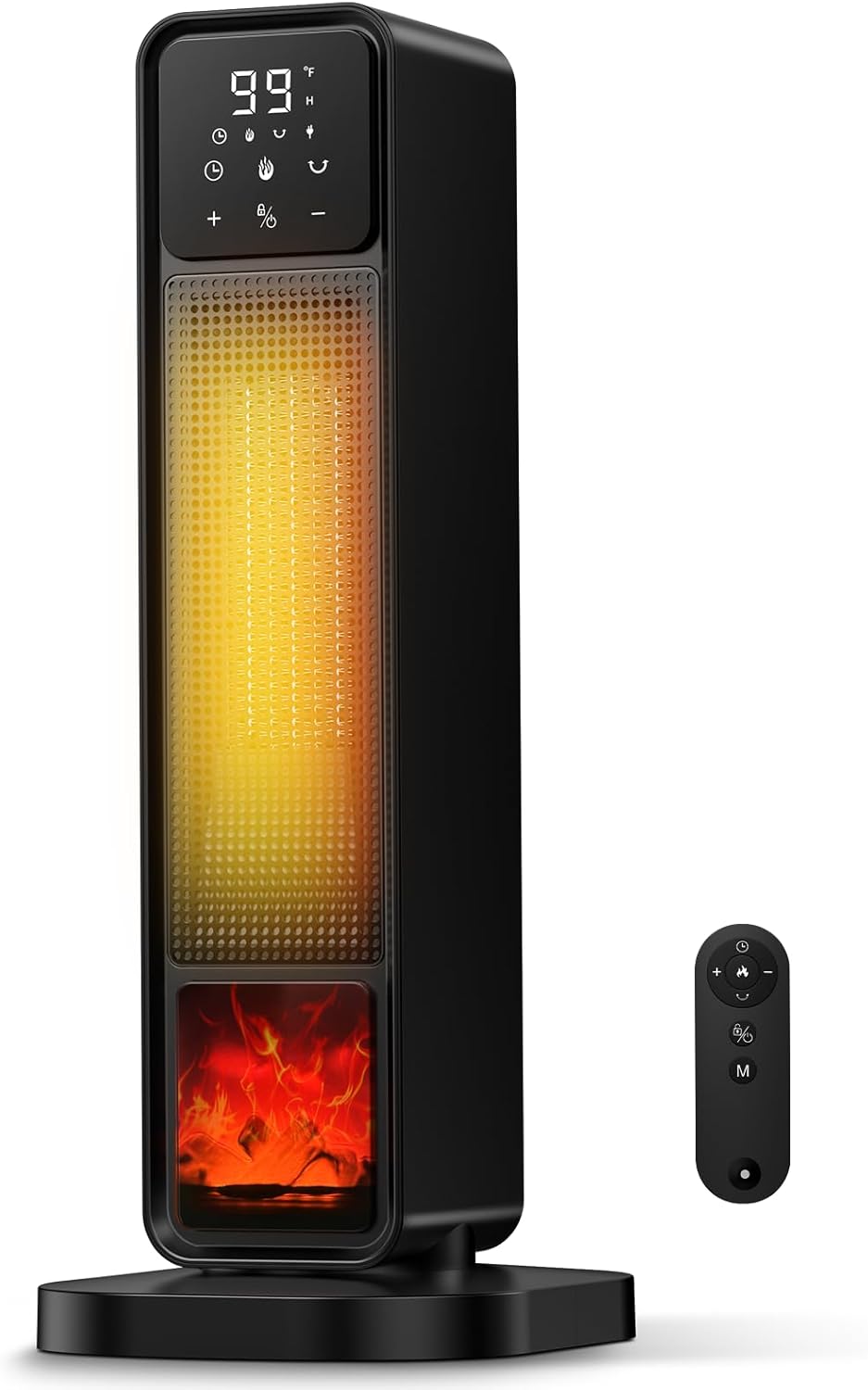 2026 New Space Heater, 1500W Portable Heater with Remote, Quiet Heating Electric Heater for Indoor, PTC Ceramic Fast and Safety Heat, 75° Oscillation & 12H Timer, for Home Bedroom Office Patio