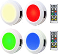 HONWELL Push Light, LED Puck Lights with Remote, Battery Operated RGB Fairy Lights Wireless Touch Tap Light Dimmable Closet Cabinet Lighting for Stick Voice Level Classroom