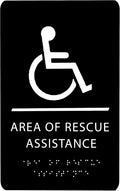 6" X9" Area of Rescue Assistance Sign - ADA Compliant Tactile Graphics Grade 2 Braille Text Signs| Sign for Shopping Malls, Offices, Hotels, Schools, Apartments, and Restaurants