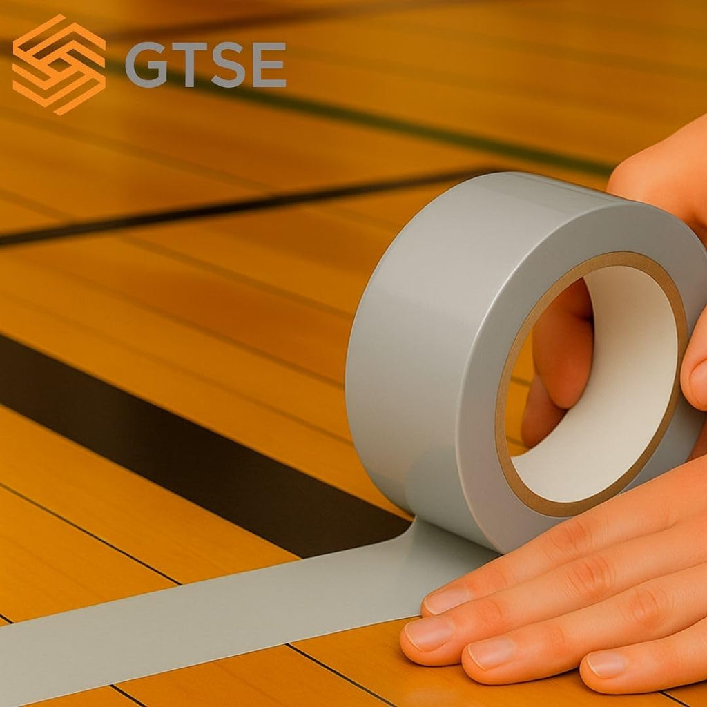 GTSE 2 inch x 108 ft Gray PVC Vinyl Floor Tape, Grey Safety Marking Tape, 6 mil Thick, Suitable for Dance Floors, Gyms, Warehouses, Sports Facilities