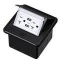 KYHSHJ 4.8A USB Chargers Pop Up Floor Waterproof Electrical Outlet Receptacle Stainless Steel Box,Black