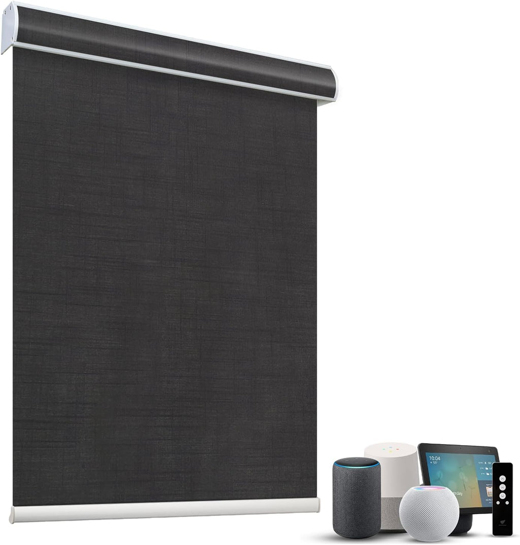 SmartWings Motorized Light Filtering Roller Shades 60% Blackout Custom Size, Rechargeable Battery, Works with Matter/Apple HomeKit, Alexa, Thread/Zigbee, Remote Optional, 60% Twilight Shadow