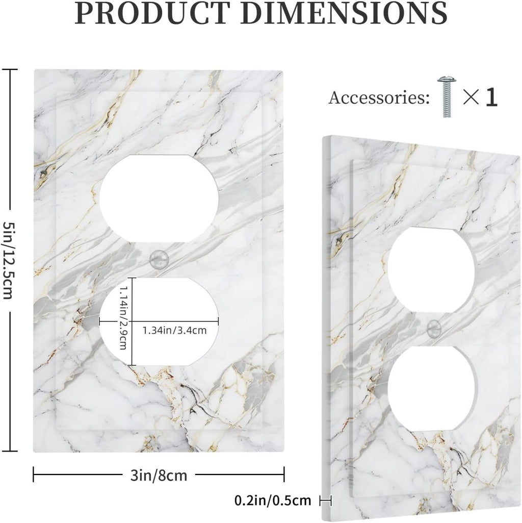 Outlet Covers Gray Gold Marble Abstract Modern Luxury 1 Gang Duplex Light Switch Cover Plate Decorative Switch Plate Covers Electrical Socket Cover for Bedroom Home Decor
