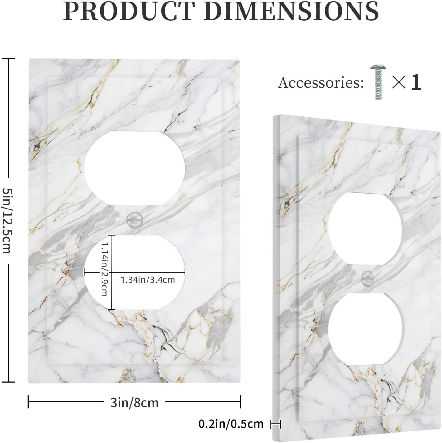 Outlet Covers Gray Gold Marble Abstract Modern Luxury 1 Gang Duplex Light Switch Cover Plate Decorative Switch Plate Covers Electrical Socket Cover for Bedroom Home Decor