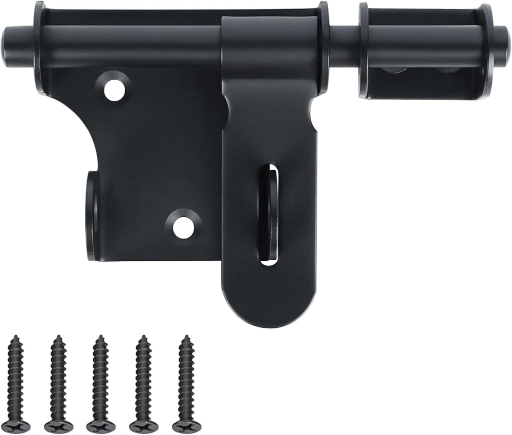 Alise 4 Inch Slide Bolt Gate Latch, Door Lock with Padlock Hole,Heavy Duty Stainless Steel Barrel Bolts Safety Door Lock for Wooden Fence, Outdoor Fence,Shed Door Black