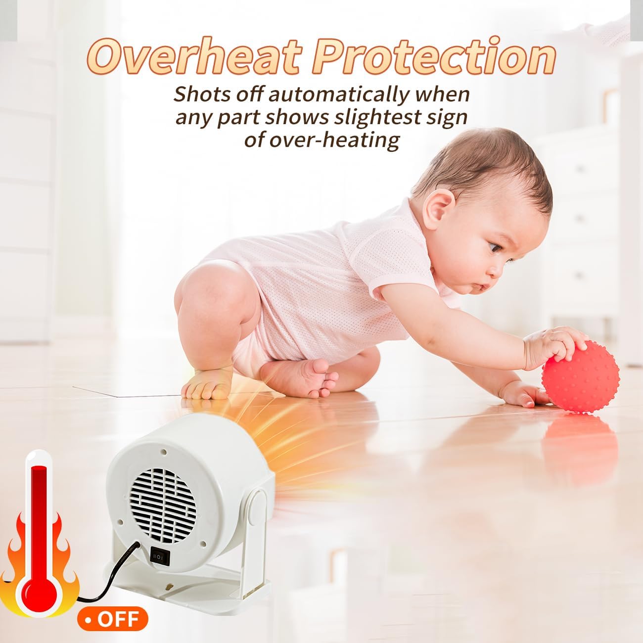 Mini Space Heater, 120° Adjustable Tilt, Fast Heating 400W/600W Energy Efficient for Indoor Use,Overheating Protection,Fast Heating,Small Desk Heater for Bathroom Home Office Bedroom