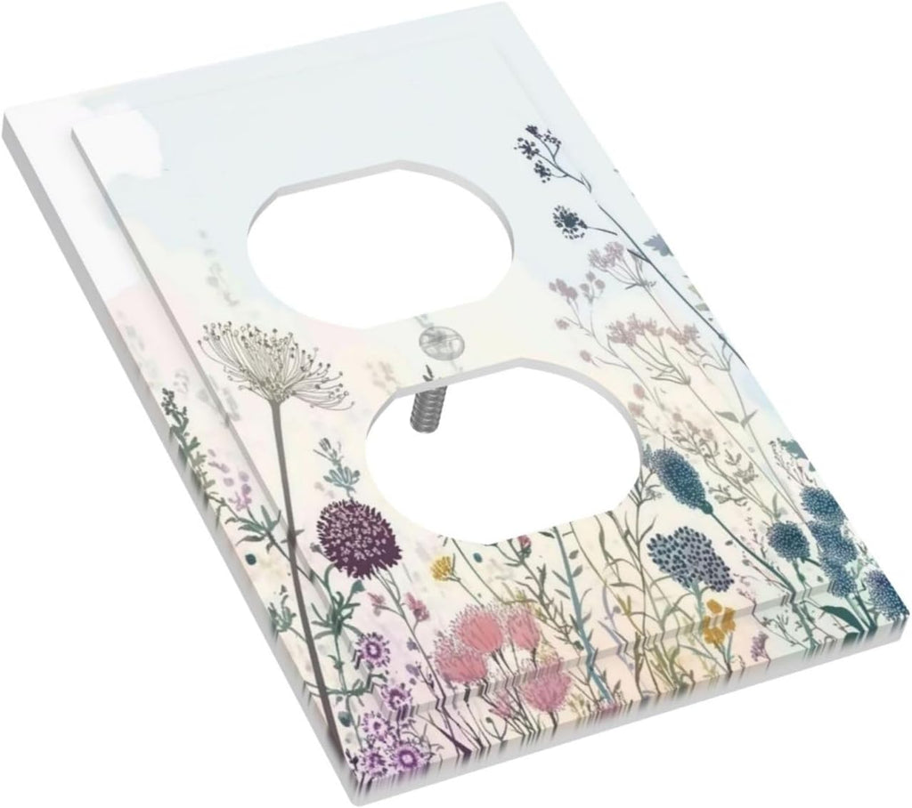 Colorful Wildflower Watercolor Dandelion Floral Outlet Covers 1 Gang Duplex Light Switch Cover Decorative Switch Plates Electrical Receptacle Faceplate Wall Plate For Cabin Home Decor
