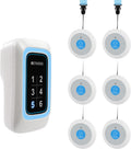 Retekess TH109N Call Button for Elderly at Home,Caregiver Pager, 850ft,Low Battery Reminder,LED Number Display, 1 Plug-in Receiver 6 Panic Buttons for Elderly at Hospital, Nursing Station