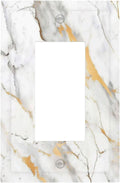 Decorative Outlet Covers Marbling Style White Background Gold Gray Stripes 1 Gang Single Rocker Light Switch Cover Plate Wall Plates Gfci Faceplate For Bathroom Kitchen Decor