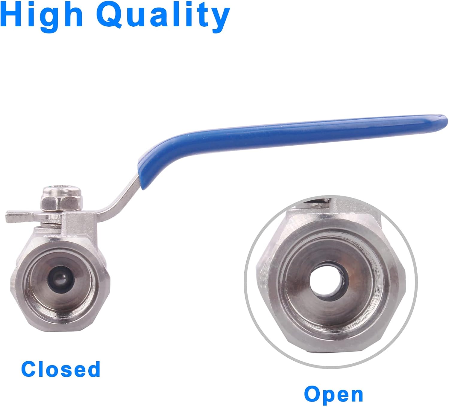 DERNORD Stainless Steel Ball Valve 1PC Type 0.25" NPT Standard Port for Water, Oil, and Gas (1/4 Inch Ball Valve)