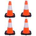 4 Pack 12 Inch Orange PVC Traffic Cones Black Base Stable Durable, Sport Training Soccer Practice Kids Safety Markers Indoor Outdoor Use (4, Orange, 12 Inch)