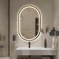 Niccy Oval LED Mirror for Bathroom, 36x24 Front Lit + Backlit Vanity Mirrors with Light Anti-Fog, Shatter-Proof, 3 Colors, Makeup Mirror with Black Frame (Horizontal/Vertical)