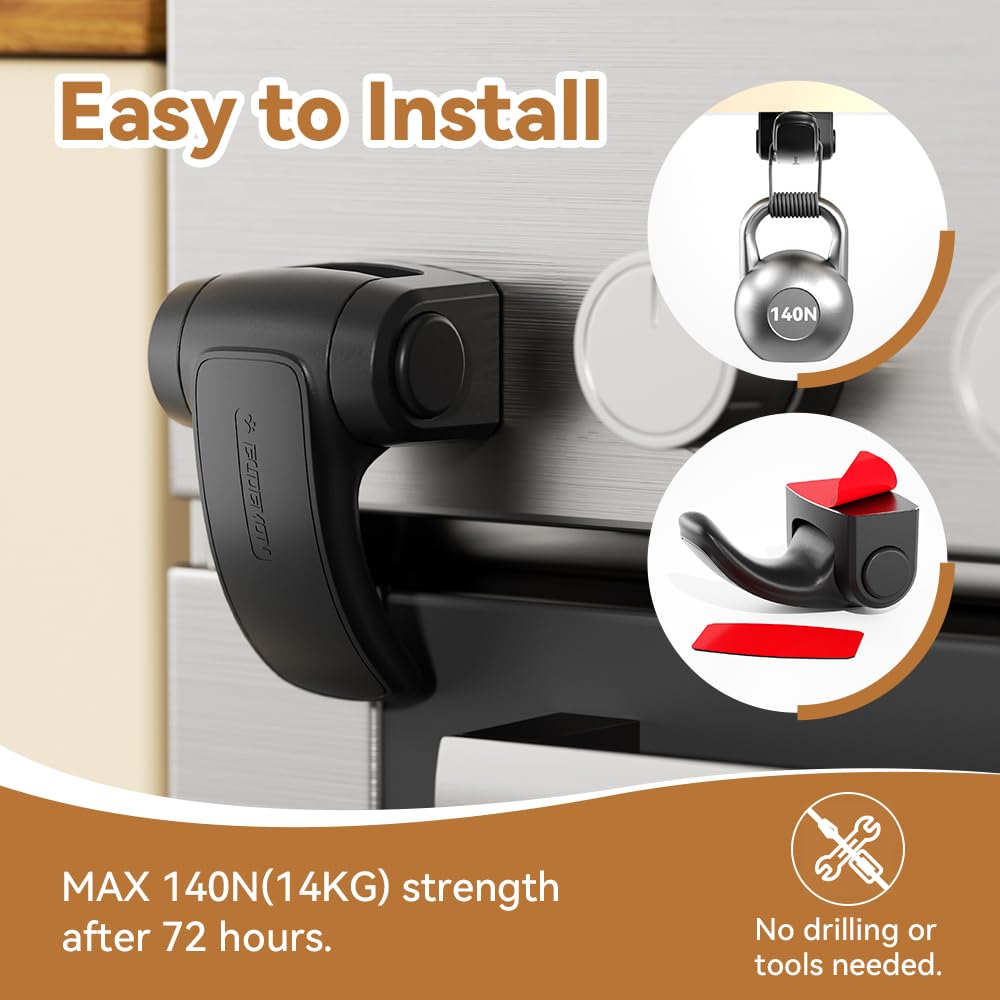 EUDEMON 1 Pack Oven Lock,Baby Proofing Oven Door Lock, Child Safety Oven Front Lock, Easy to Install & Use no Tools Need or Drill (Black)