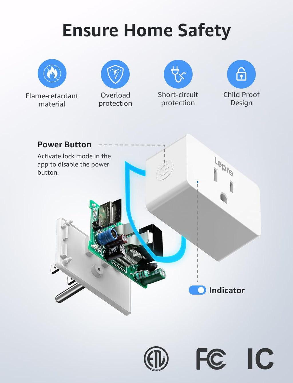 Lepro P1 Smart Plug Mini 15A, WiFi Outlet Plugs Compatible with Alexa & Google Assistant, Voice/APP Control, Timer & Group Controller, ETL & FCC Certified, 2.4GHz Only, 4-Pack