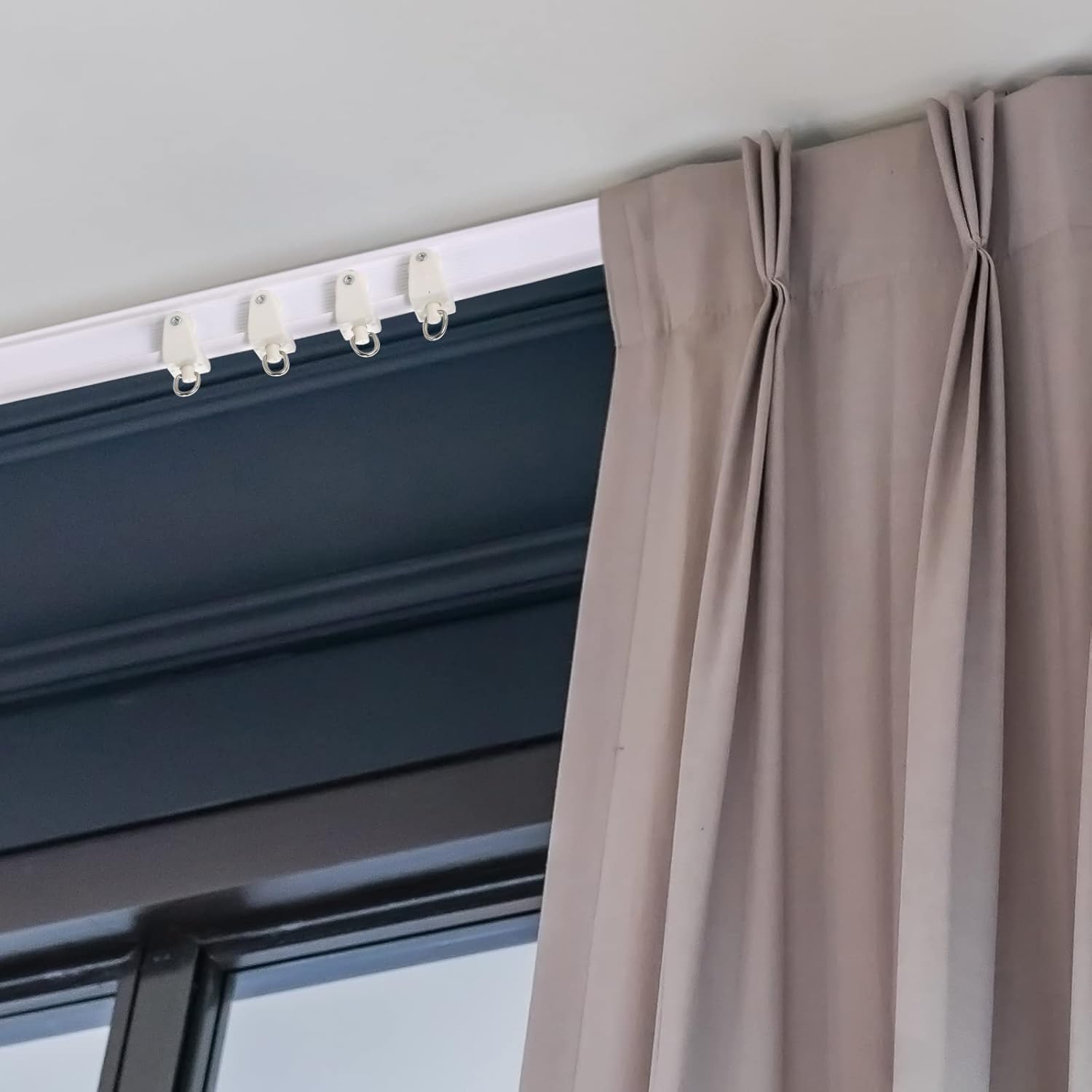 Jetec Curtain Tracks Ceiling Flexible Curtain Track Bendable Rail Curved Wall Mounted for Living Room Bedroom Divider Rod RV(20 Meter/ 65.6 Feet,White)