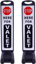 Valet Parking Sign with Heavy Weighted Water-Filled Base - 2 Sets, Reflective Traffic Sign for Parking Lots, Events, and Driveways, Durable and Portable Design