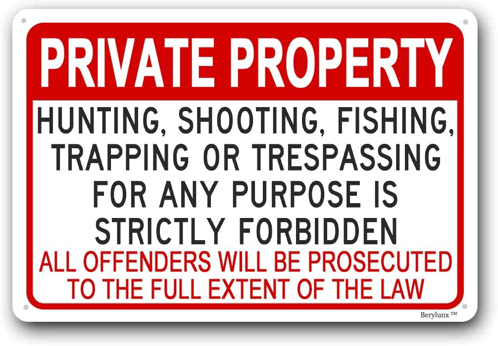 Private Property Signs,No Trespassing Sign,Outdoor Safety Signs,No Fishing Sign "Private Property" 16"x24" Aluminum Sign