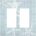 Beach Starfish Vintage Wood Rustic Country Ocean Decorative Outlet Covers 2 Gang Double GFCI Rocker Electrical Wall Panels Light Switch Cover Plate for Farmhouse Kids Room Decor