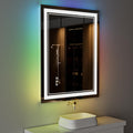 24x36 inch RGB LED Bathroom Mirror with Lights, Colorful Changing Lighted Mirror, Shatterproof Dimmable Anti-Fog LED Vanity Mirror for Bathroom (RGB Backlit + Front-Lit)