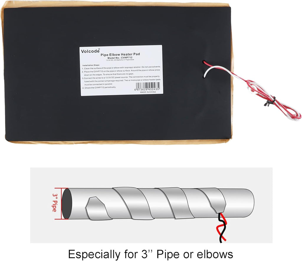 7" x 12" RV Pipe Heater Pad, Work for 3" Pipe - 2 Pack, Heating Pad for RV, Camper, Travel Trailer and Motorhome Water Tank System, DC 13.5Volts