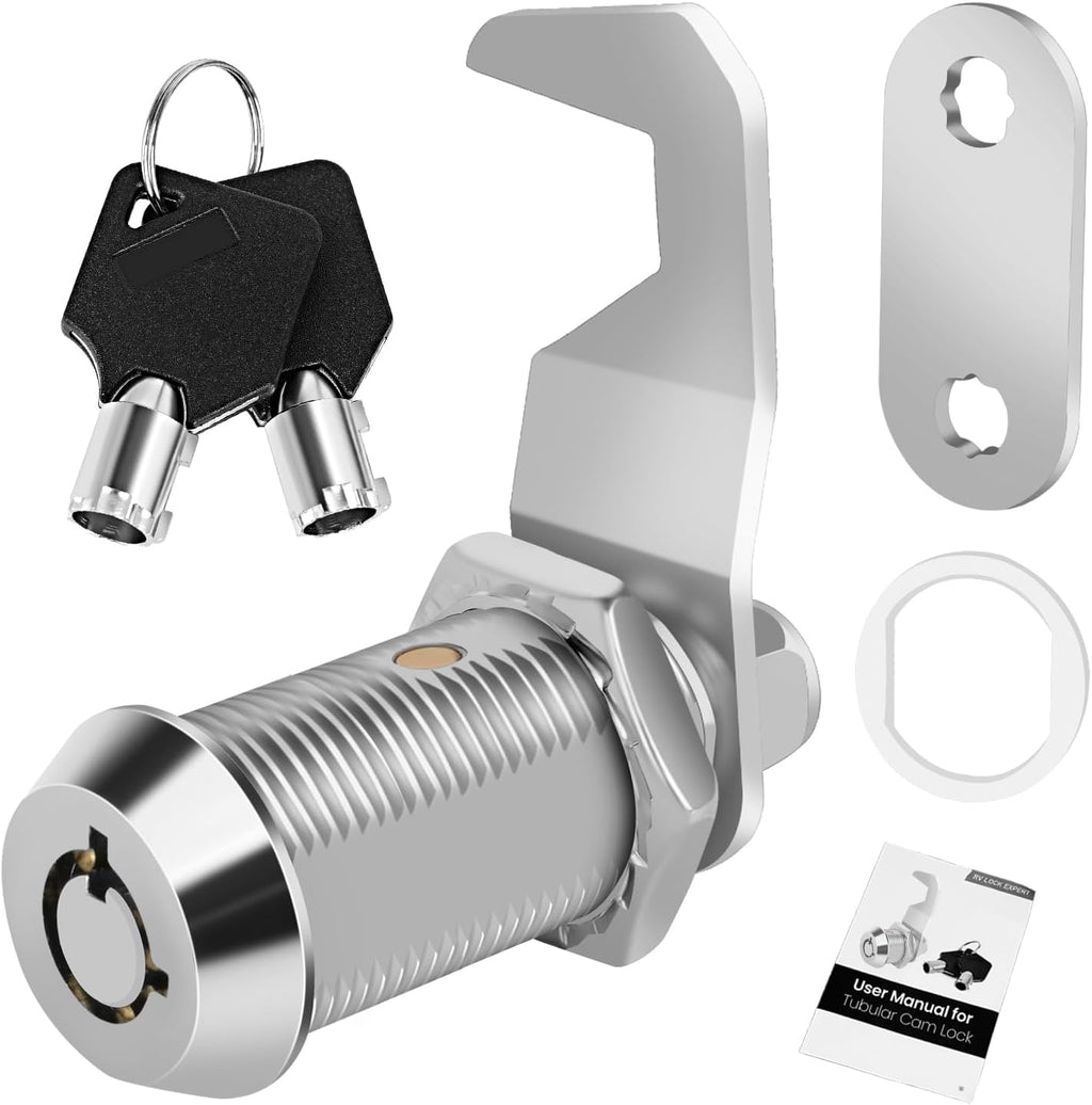 RV Storage Lock - 1-1/8" Cam Lock Keyed Alike Toolbox Locks Replacement for Camper Mailbox or Storage Door (Zinc Alloy, 1 Pack)