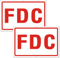 FDC Sign, 2 Pack Outdoor Aluminum Metal Sign, FDC Signs for Fire Department Connection, UV Protected Weather Resistant and Easy to Install (White Color, 18 x 12 inches)
