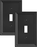 2-Pack Single Toggle Light Switch Covers Wall Plate, Black Decorative Switch Plate Covers, 1 Gang Natural Bamboo Fiber Wall Plate, Corrosion Resistant