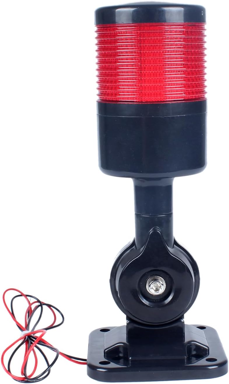 Led Signal Tower Stack Lights, Industrial Signal Warning Lights, Column Tower Lamp with Rotatable Base, Steady Flashing Switchable,12V 24V DC(1-Layer, no Buzzer) Black