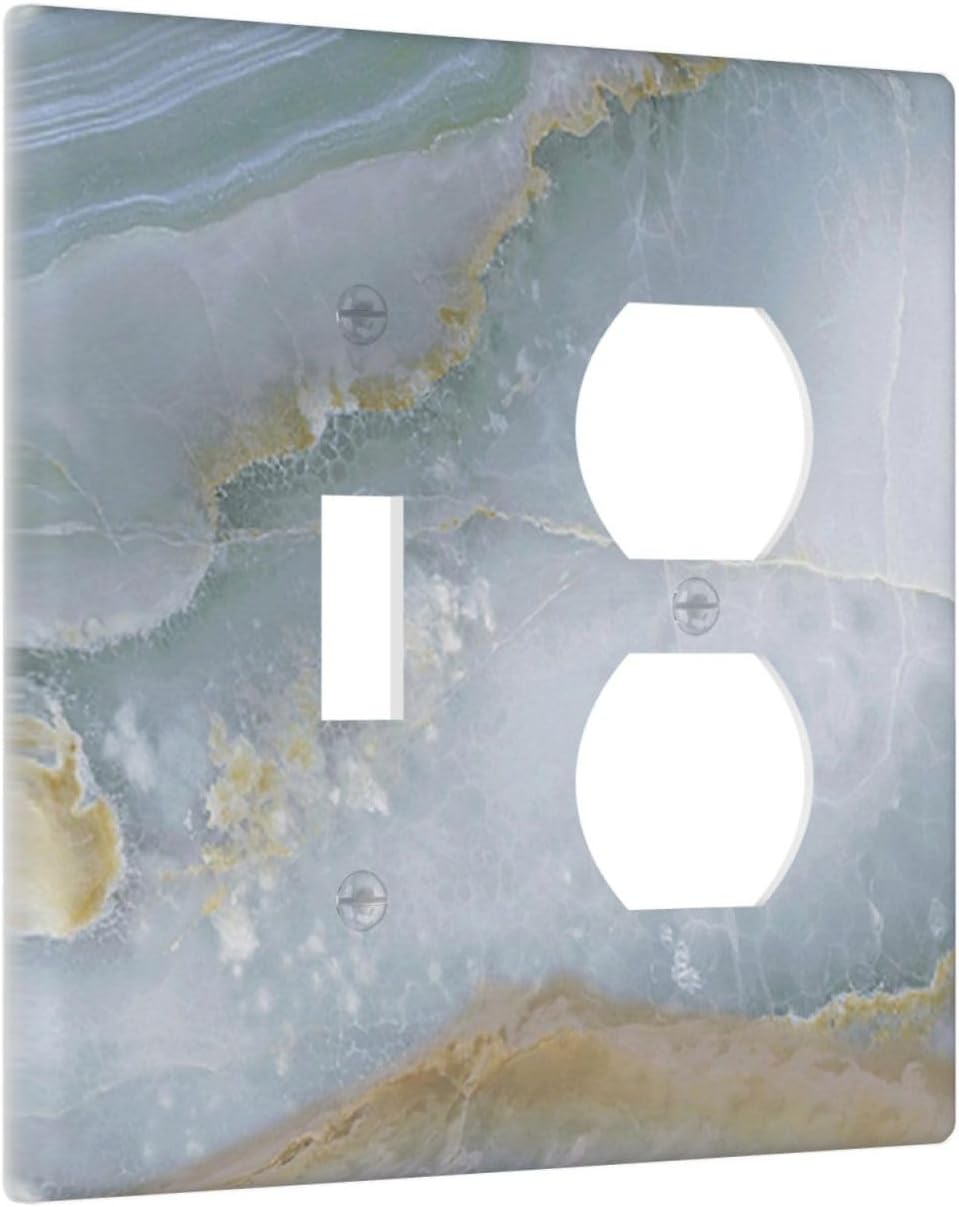 Wallplates Colored Art Marble Golden Line 1 Toggle 1 Duplex Switch Plate Electrical Gfci Faceplate Decorative Light Switch Covers For Bathroom Kitchen Decor