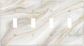 White Grey Gold Marble Simple Tiles Light Switch Covers Quad Toggle Electrical Faceplate 4 Gang Wall Plate Decorative Switch Plates for Bathroom Kitchen Decor