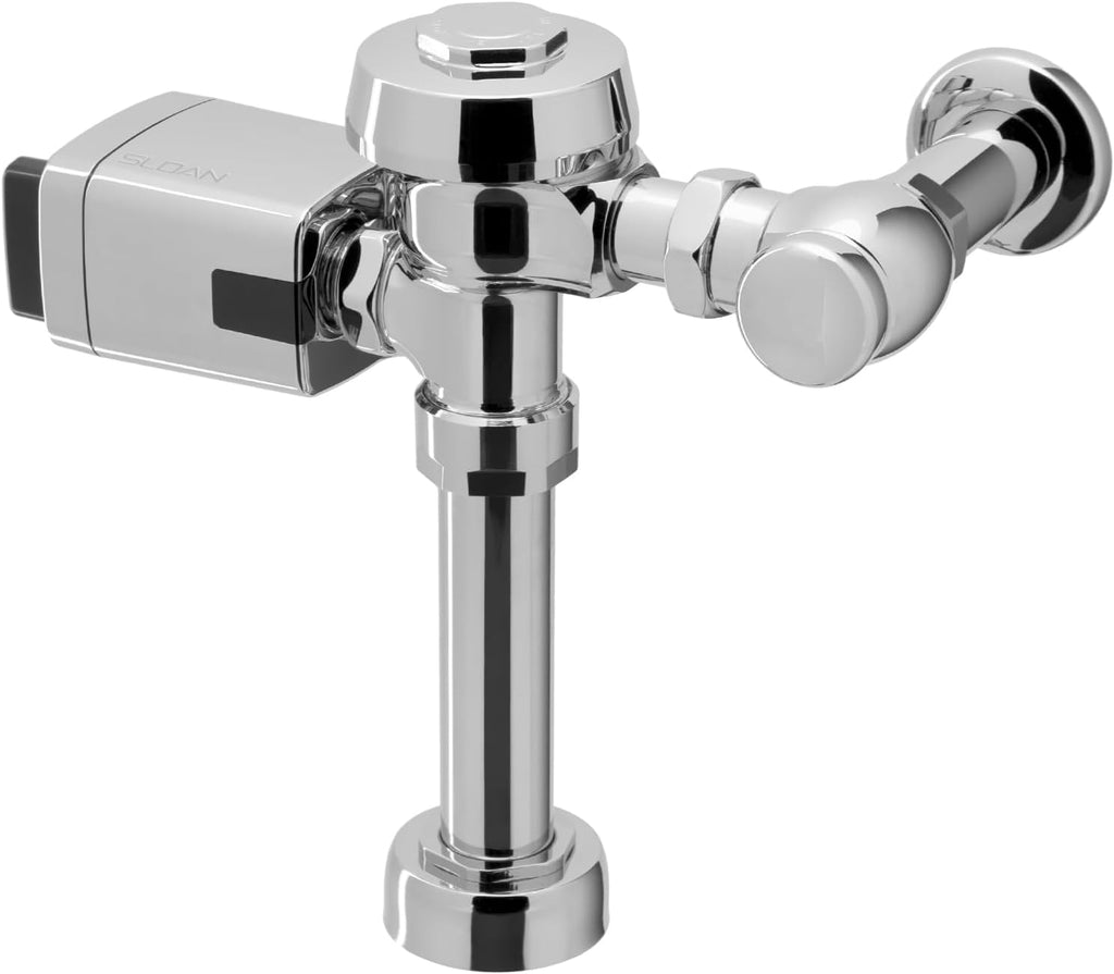 Sloan Royal 111 SFSM Exposed Sensor Water Closet Flushometer, 1.28 GPF Flush Valve - Infrared Sensor w/True Mechanical Override, Single Flush, Fixture Connection Top Spud, Battery Powered, 3910276