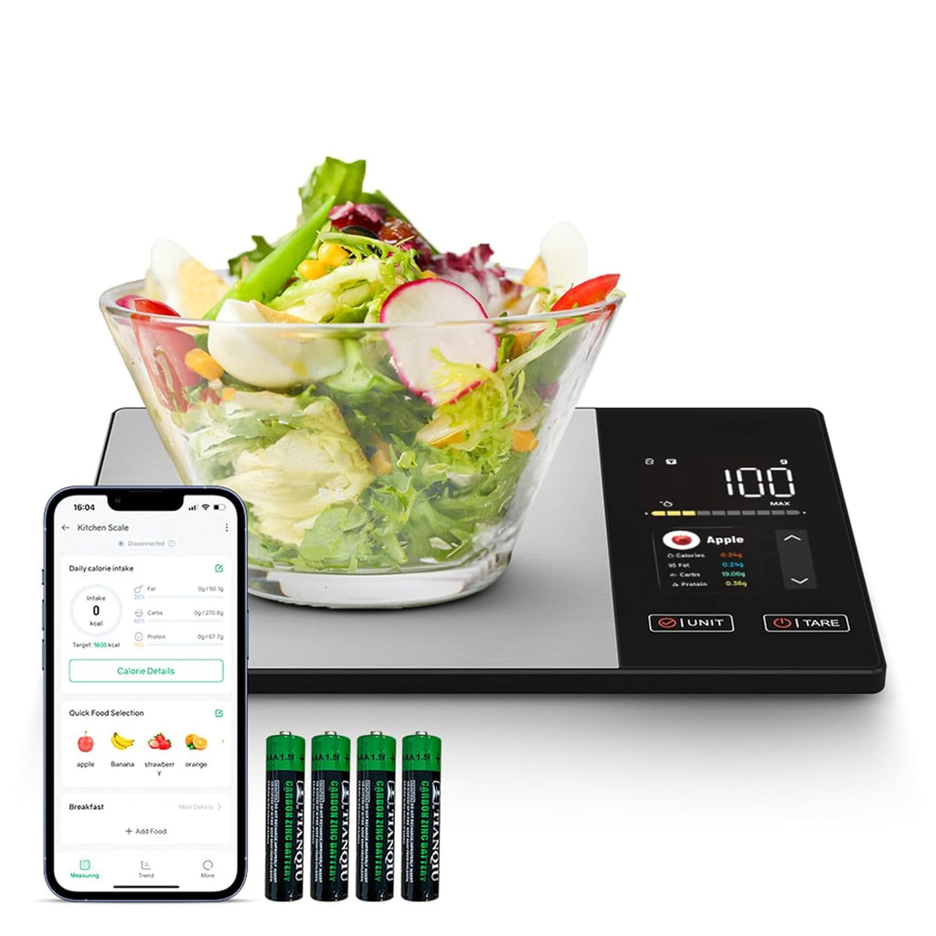 Smart Nutrition Food Scale with App Sync, Tracks 23 Nutrients (Calories Carbs Protein Fat), Digital Kitchen Scale for Weight Loss & Meal Prep, with High-Definition Touch Color Display Screen