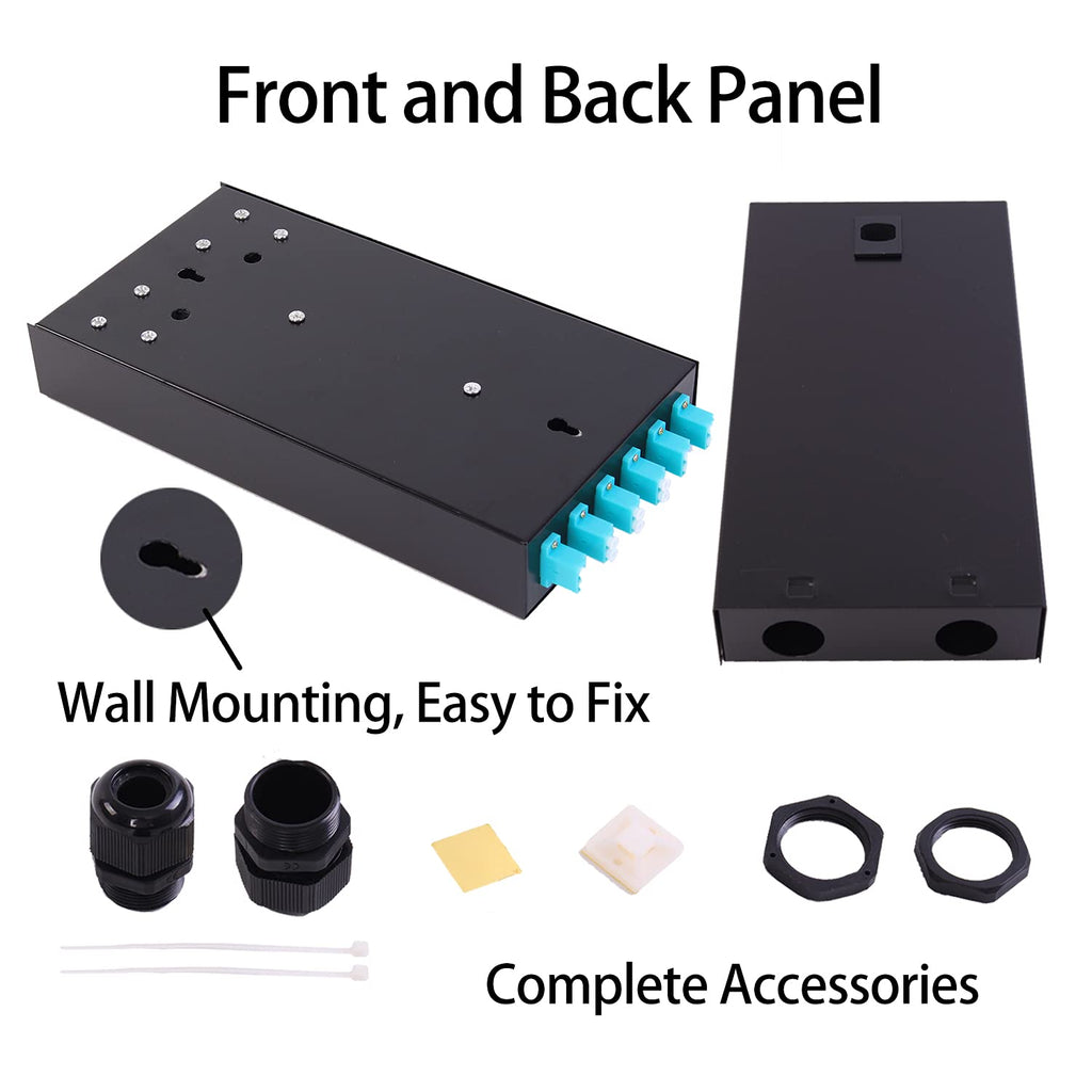 VFLTOOL 6Port Multimode Fiber Enclosure with Spool - LC/LC OM3 Kit (Includes 1 Meter 12 Strand Pigtail and 6 Port Duplex LGX Panel)
