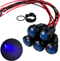 5pcs 12mm 12V-24V LED Indicator Light Plastic Black Signal Dot Lamp 1/2 inches Mounting Hole Size with 15cm/5.9in. Wire (Blue LED)